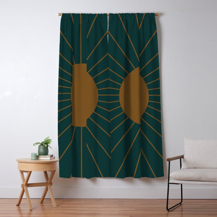 Minimal Sunrays - Teal Window Curtain Gallery Image 5