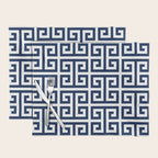 Dark Navy Blue and White Greek Key Pattern Placemat Gallery Image 1