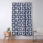 Dark Navy Blue and White Greek Key Pattern Window Curtain Gallery Image 5