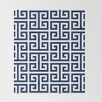 Dark Navy Blue and White Greek Key Pattern Throw Blanket Gallery Image 2