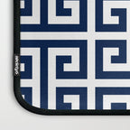 Dark Navy Blue and White Greek Key Pattern Laptop Sleeve Gallery Image 3