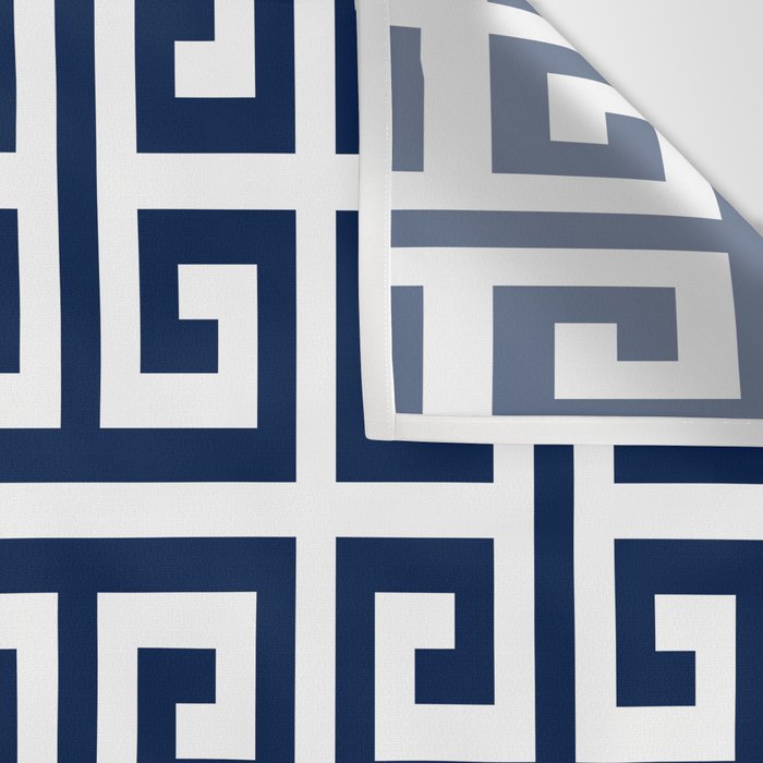 Dark Navy Blue and White Greek Key Pattern Wall Tapestry Gallery Image 3