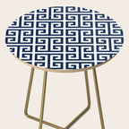 Dark Navy Blue and White Greek Key Pattern Side Table Gallery Image 2