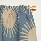 Boho Summer Sun Pattern XVII Blue and Beige Window Curtain Gallery Image 2