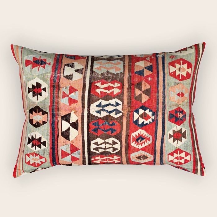 Mut  Antique Mersin Turkish Kilim Print Rectangular Pillow Gallery Image 2
