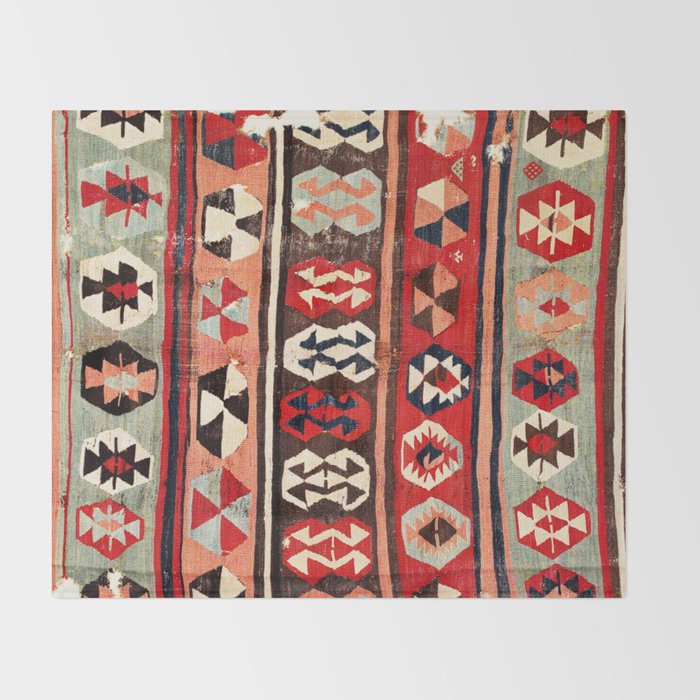 Mut  Antique Mersin Turkish Kilim Print Throw Blanket Gallery Image 2