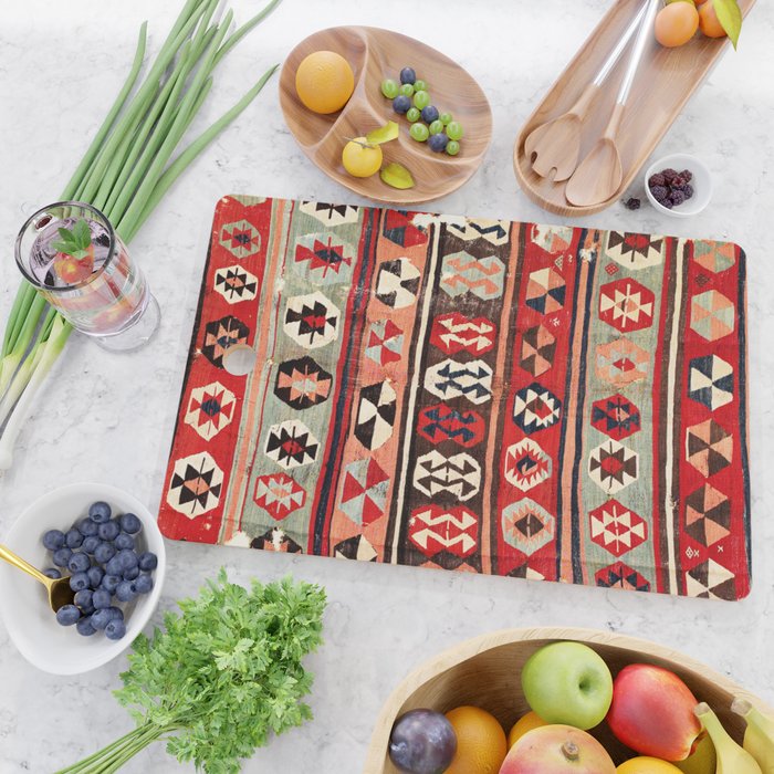Mut  Antique Mersin Turkish Kilim Print Cutting Board Gallery Image 2