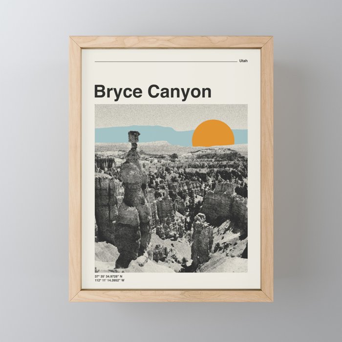 US National Park Retro Poster Bryce Canyon Utah Mini Art Print Gallery Image 1