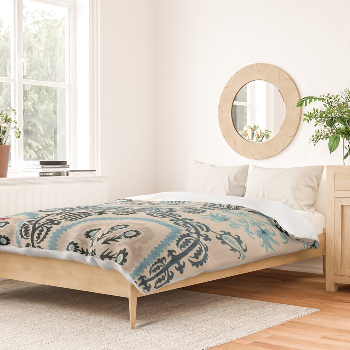 Ferghana Suzani  Northeast Uzbekistan Embroidery Print Duvet Cover Gallery Image 2