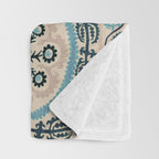 Ferghana Suzani  Northeast Uzbekistan Embroidery Print Throw Blanket Gallery Image 3