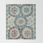 Ferghana Suzani  Northeast Uzbekistan Embroidery Print Throw Blanket Gallery Image 2