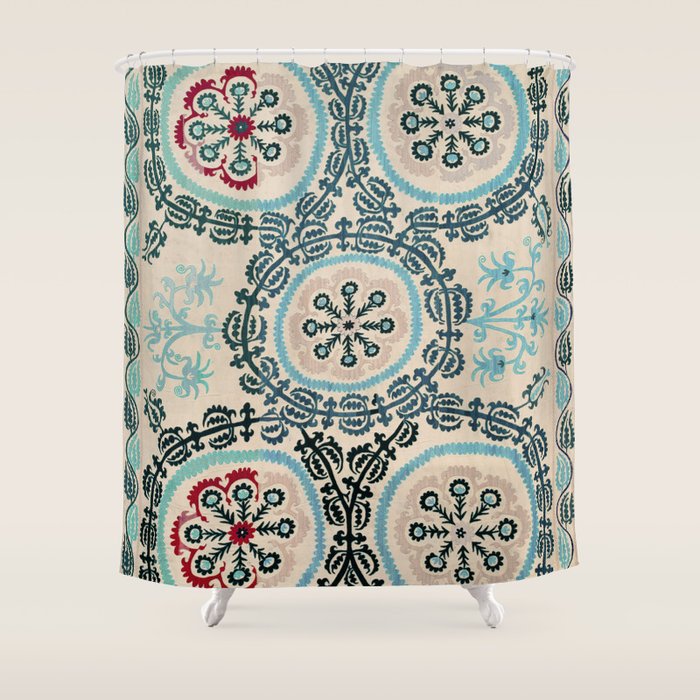 Ferghana Suzani  Northeast Uzbekistan Embroidery Print Shower Curtain Gallery Image 1