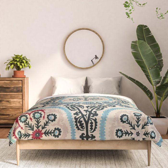 Ferghana Suzani  Northeast Uzbekistan Embroidery Print Comforter Gallery Image 3