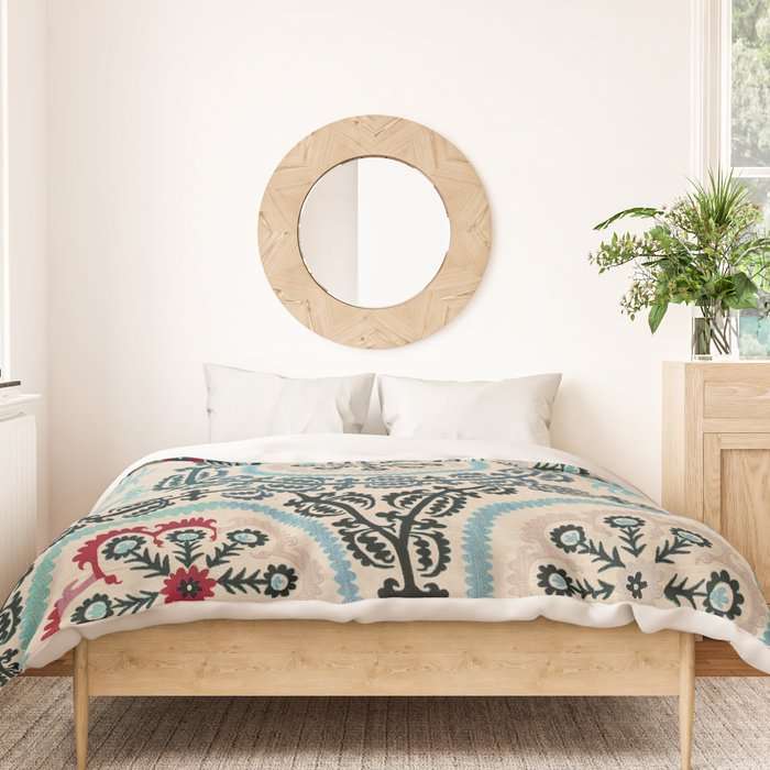 Ferghana Suzani  Northeast Uzbekistan Embroidery Print Duvet Cover Gallery Image 3