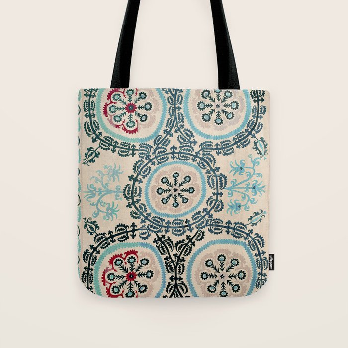 Ferghana Suzani  Northeast Uzbekistan Embroidery Print Tote Bag Gallery Image 1