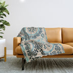 Ferghana Suzani  Northeast Uzbekistan Embroidery Print Throw Blanket Gallery Image 1