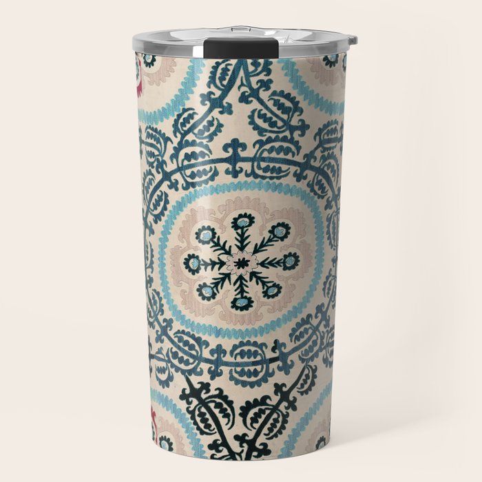 Ferghana Suzani  Northeast Uzbekistan Embroidery Print Travel Mug Gallery Image 1