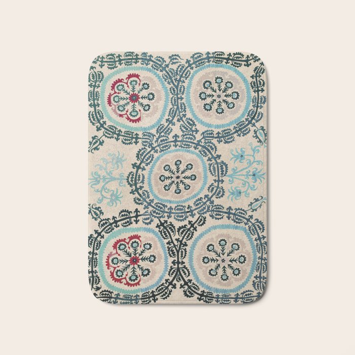Ferghana Suzani  Northeast Uzbekistan Embroidery Print Bath Mat Gallery Image 1