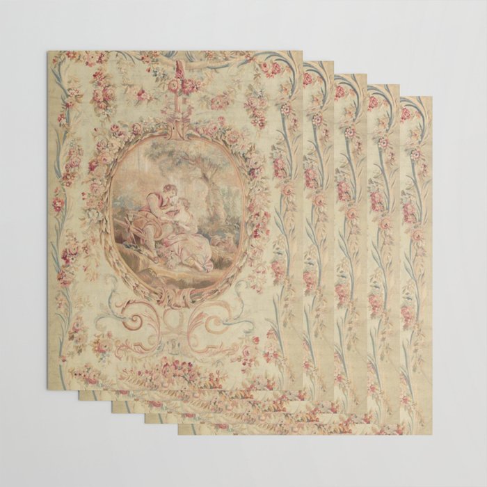 Antique 18th Century Louis XV Romantic Lovers French Beauvais Tapestry Wrapping Paper Gallery Image 3