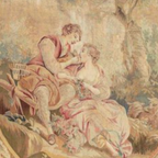 Antique 18th Century Louis XV Romantic Lovers French Beauvais Tapestry Coffee Mug Gallery Image 2