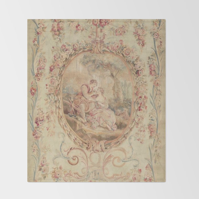 Antique 18th Century Louis XV Romantic Lovers French Beauvais Tapestry Throw Blanket Gallery Image 2