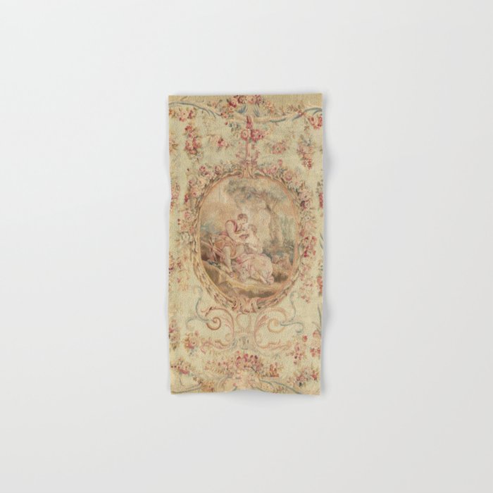 Antique 18th Century Louis XV Romantic Lovers French Beauvais Tapestry Bath Towel Gallery Image 1