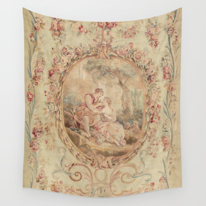 Antique 18th Century Louis XV Romantic Lovers French Beauvais Tapestry Wall Tapestry Gallery Image 1