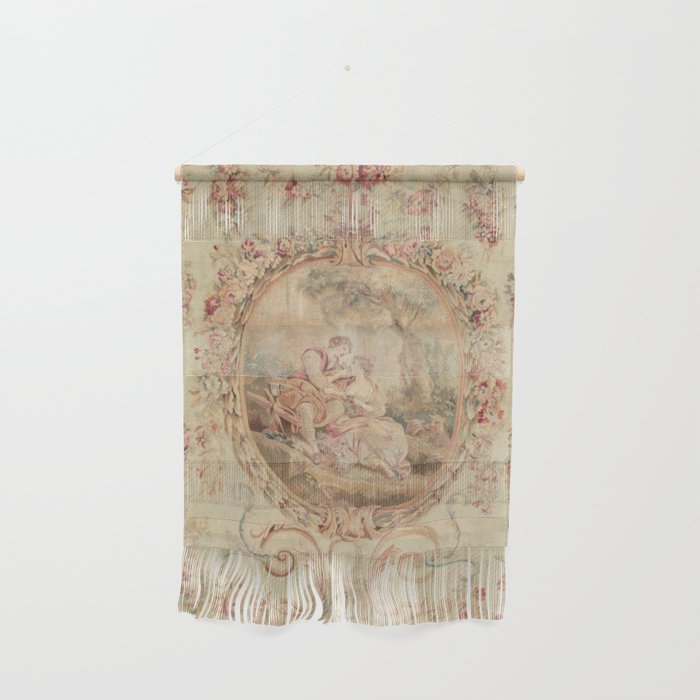 Antique 18th Century Louis XV Romantic Lovers French Beauvais Tapestry Wall Hanging Gallery Image 1
