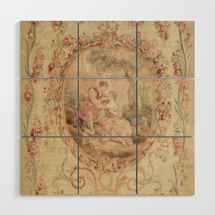 Antique 18th Century Louis XV Romantic Lovers French Beauvais Tapestry Wood Wall Art Gallery Image 1