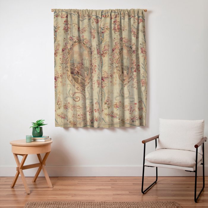 Antique 18th Century Louis XV Romantic Lovers French Beauvais Tapestry Window Curtain Gallery Image 3