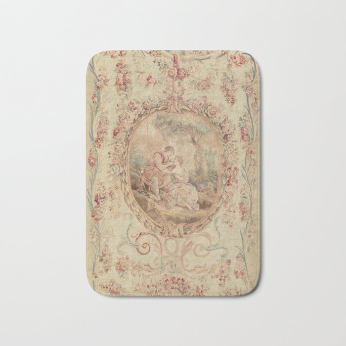 Antique 18th Century Louis XV Romantic Lovers French Beauvais Tapestry Bath Mat Gallery Image 1