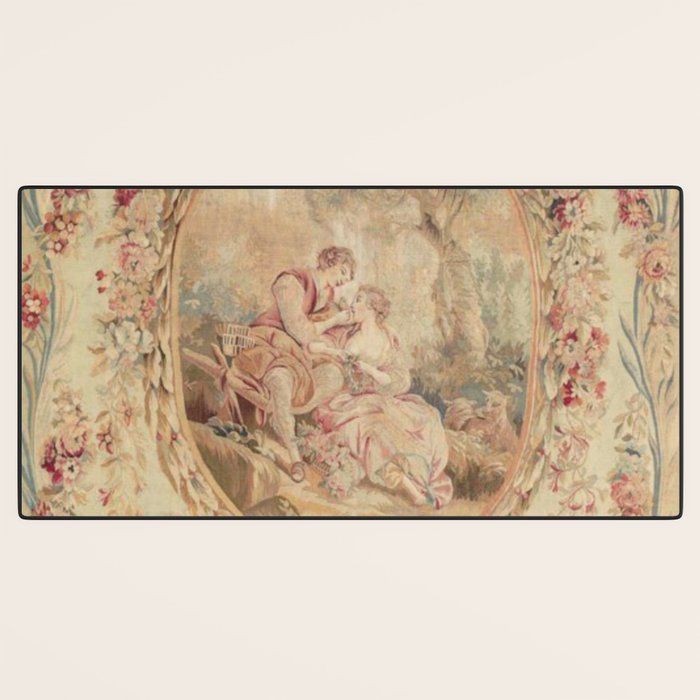 Antique 18th Century Louis XV Romantic Lovers French Beauvais Tapestry Desk Mat Gallery Image 3