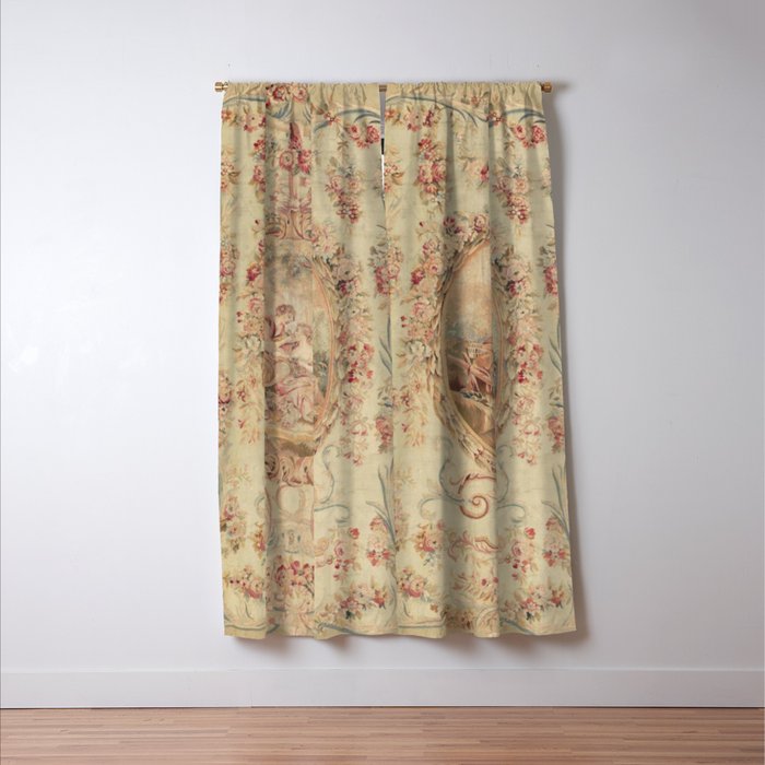 Antique 18th Century Louis XV Romantic Lovers French Beauvais Tapestry Window Curtain Gallery Image 3