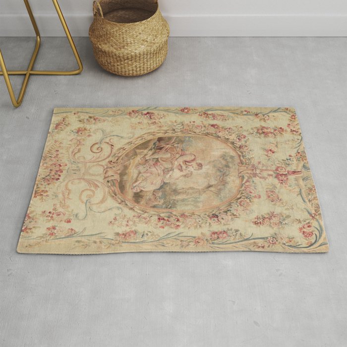Antique 18th Century Louis XV Romantic Lovers French Beauvais Tapestry Rug Gallery Image 1