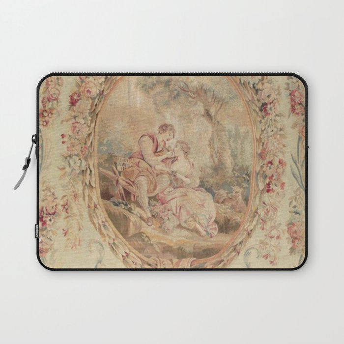Antique 18th Century Louis XV Romantic Lovers French Beauvais Tapestry Laptop Sleeve Gallery Image 1