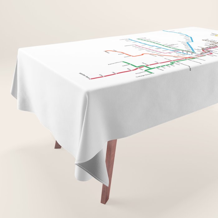Chicago CTA Map, Chicago Wall Art, CTA Art Print Tablecloth Gallery Image 1