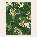 Birds & Flowers Green Poster Gallery Image 4