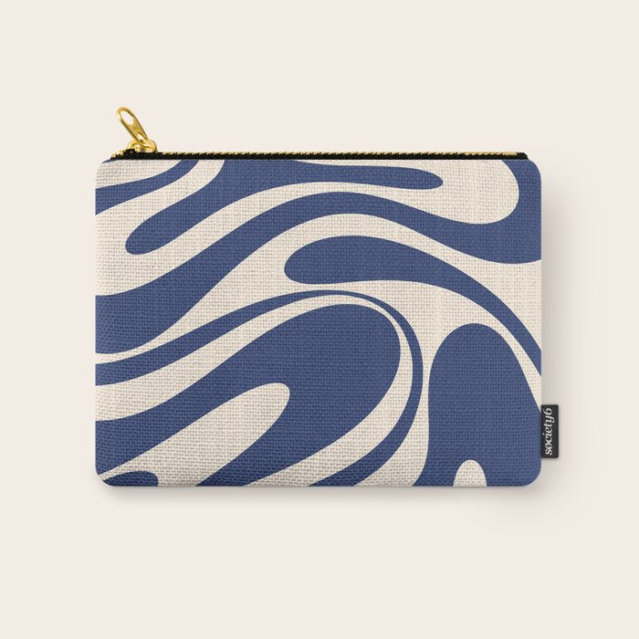 Retro Fantasy Swirl Abstract in Blue and Cream Carry All Pouch Gallery Image 1