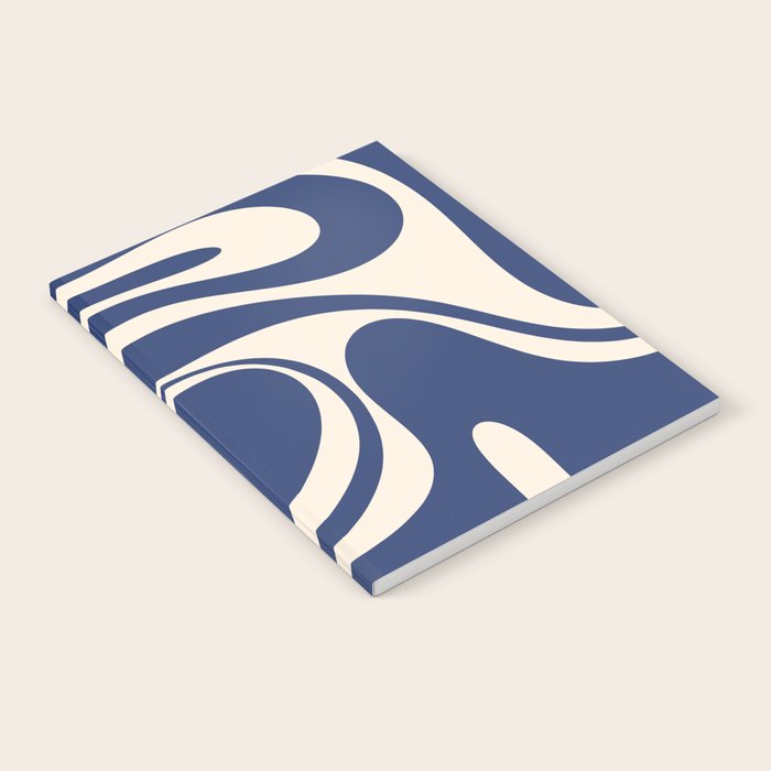 Retro Fantasy Swirl Abstract in Blue and Cream Notebook
