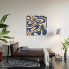 Retro Fantasy Swirl Abstract in Blue and Cream Wood Wall Art Gallery Image 2