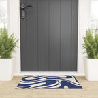 Retro Fantasy Swirl Abstract in Blue and Cream Welcome Mat Gallery Image 3