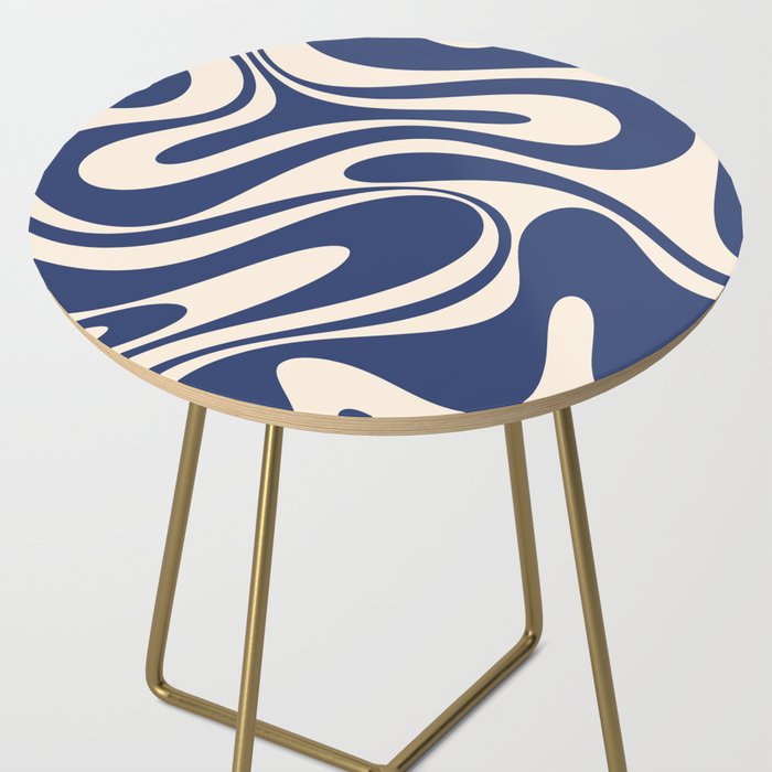 Retro Fantasy Swirl Abstract in Blue and Cream Side Table Gallery Image 2