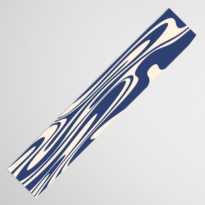 Retro Fantasy Swirl Abstract in Blue and Cream Table Runner Gallery Image 3
