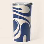 Retro Fantasy Swirl Abstract in Blue and Cream Travel Mug Gallery Image 2