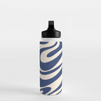 Retro Fantasy Swirl Abstract in Blue and Cream Water Bottle Gallery Image 3