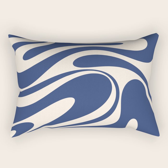 Retro Fantasy Swirl Abstract in Blue and Cream Rectangular Pillow Gallery Image 2