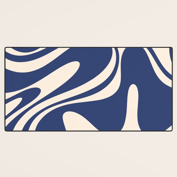 Retro Fantasy Swirl Abstract in Blue and Cream Desk Mat Gallery Image 3