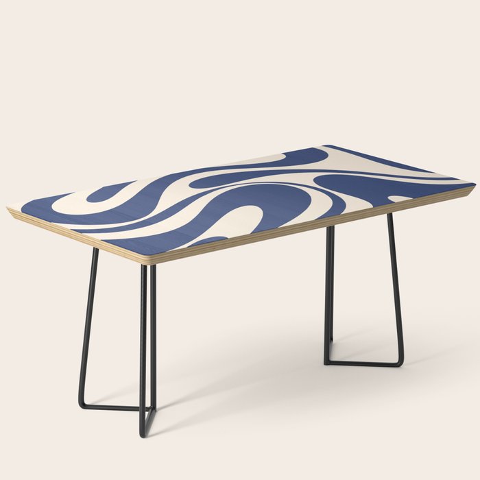 Retro Fantasy Swirl Abstract in Blue and Cream Coffee Table Gallery Image 1