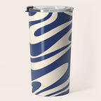 Retro Fantasy Swirl Abstract in Blue and Cream Travel Mug Gallery Image 3