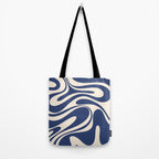 Retro Fantasy Swirl Abstract in Blue and Cream Tote Bag Gallery Image 2